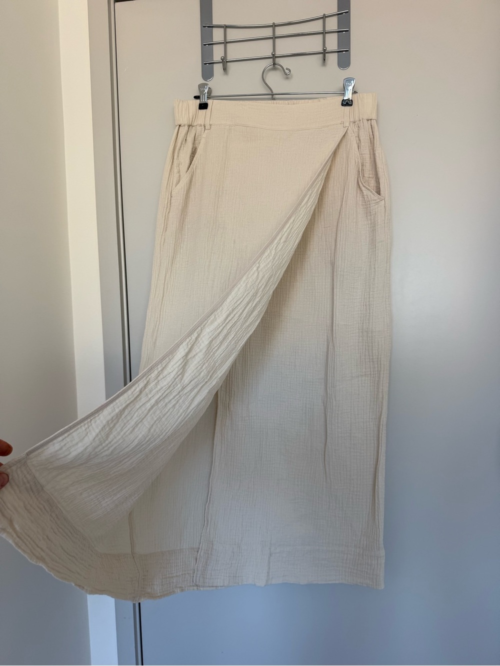 The White Company Sand Faux-Wrap Midi Skirt